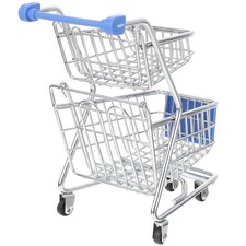 Mini Shopping Cart Supermarket Handcart Toy Model Trolley Storage Basket Decor