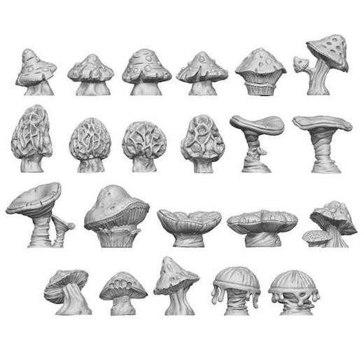Green Stuff World 3D Printed Resin Bits - Chunky Mushrooms 1:48