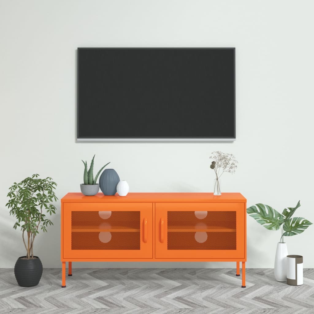 vidaXL Mobile TV Arancione 105x35x50 cm in Acciaio