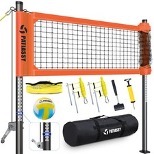 Premium Professional Outdoor Volleyball Net Set with Adjustable Height Poles US