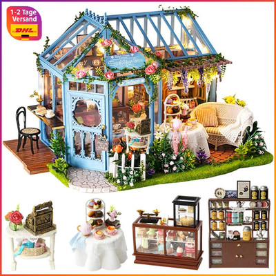 Puppenhaus Miniatur DIY Holz mit Möbeln Maßstab 1:24 Kreativraum Geschenk