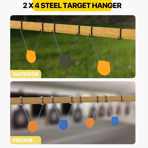 4 Pack Steel Target Hanger for 2x4 AR500 Shooting Targets - Quick Setup Bracket - Picture 6 of 7