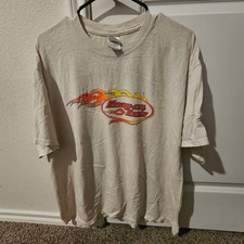 Vintage Snap-On Tools Racing T-Shirt XL Off-White Car Graphic Flame Logo Gildan