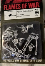 Flames of War Limited German GE520 7.5cm PaK40 gun 2 Models Metal NEW Sealed