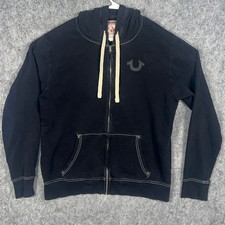 True Religion Men's Black World Tour Buddha Full Zip Hoodie XL MAOB129MF3