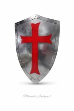 Scudo Crociato Templare Medievale Croce Rossa Pronto per la Battaglia Armatura Acciaio Calibro 20