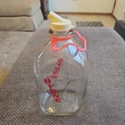 VTG Byrne Dairy 1/2 Gallon Glass Milk Bottle Jug W/Handle Red Letter Spout 10x5"