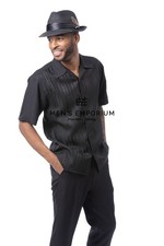 NEW Mens Montique 2PC Summer Walking Set Leisure Suit Regular Fit 2608 Black USA