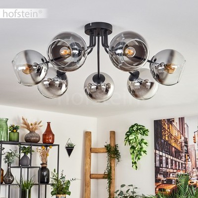 HOFSTEIN Cesaro Deckenlampe Deckenleuchte aus Metall/Glas in Schwarz/Chromfarben