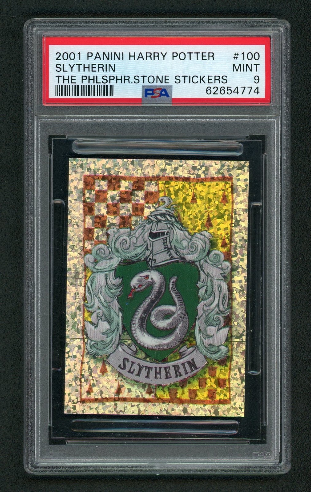 2001 Panini SLYTHERIN HOLO ROOKIE Harry Potter Sticker #100 PSA 9 MINT POP 23