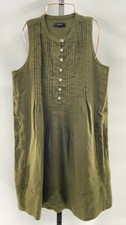 Quince Women 100% European Linen Sleeveless Swing Dress Green XS
