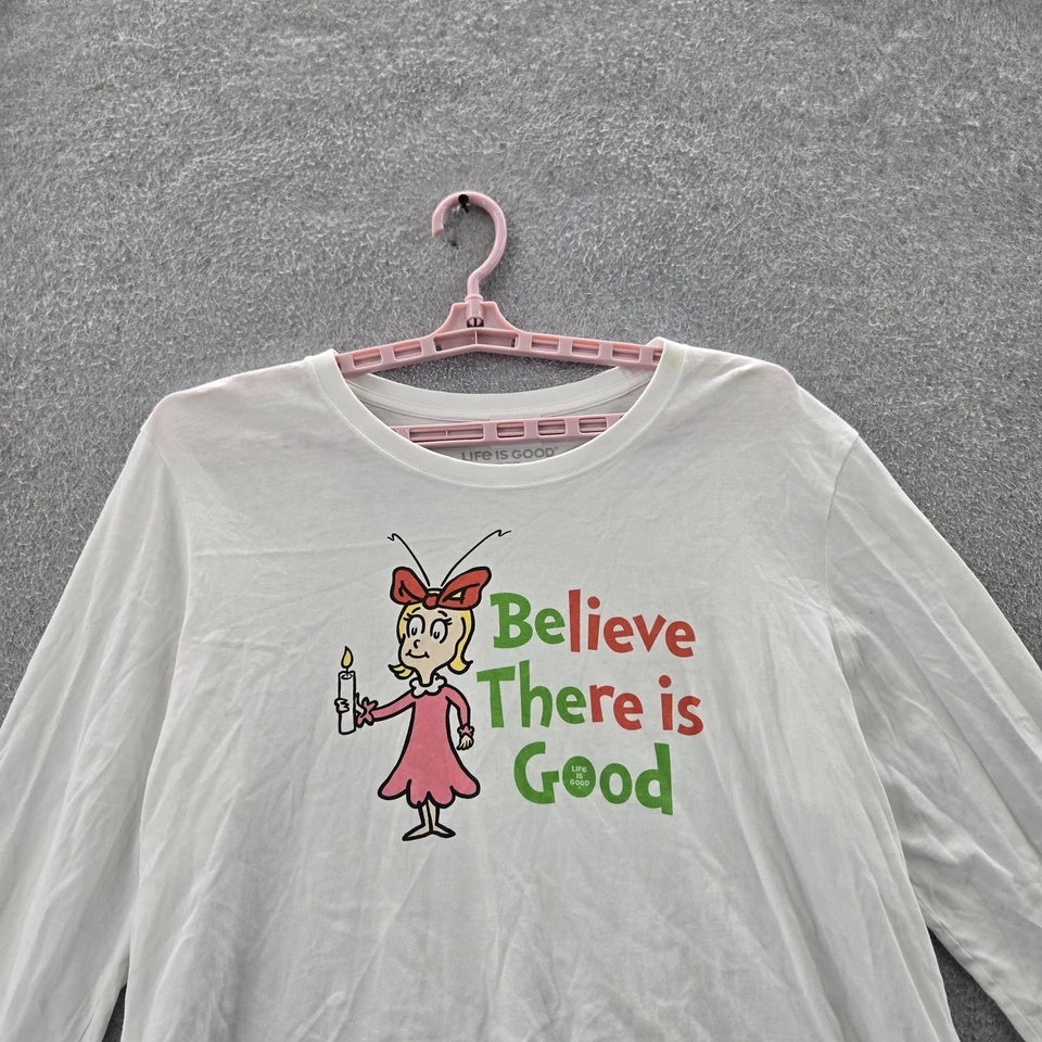 Camisa Life Is Good Mujer XXL Blanca Believe There is Good Trituradora Manga Larga Foto 4 de 4