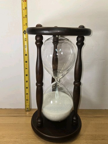 Grande Clessidra Timer Decorativo Legno Sabbia Timer Alto 12,75 Pollici - Foto 5 di 5