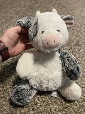 Aurora Baby Plush 10 Stuffed Cow Gray White Cow Soft Toy NWOT