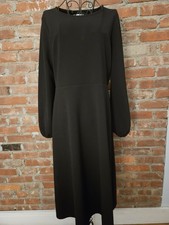 Madewell Texture & Thread Classic Black Long Sleeve Stylish Midi Dress