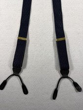 Vintage G S Germany Navy Diamond Pattern Silk Suspenders Braces FREE SHIPPING 