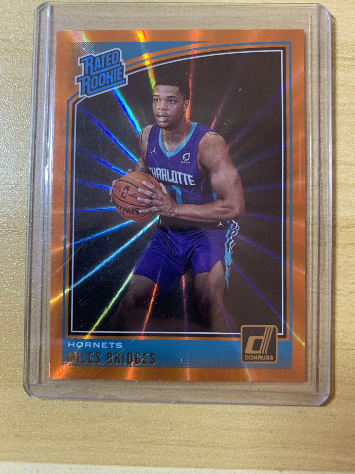 2018 Panini Donruss Rated Rookies Holo Orange Laser Miles Bridges #172 Rookie RC