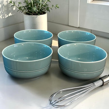 Crate & Barrel Aaron Probyn Hue Blue Cereal Bowls 6” Set Of 4 Aqua Robin's Egg