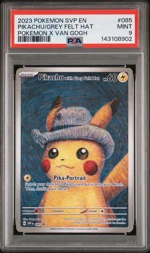 New Listing2023 POKEMON SVP EN-SV BLACK STAR PROMO #085 PIKACHU WITH GREY FELT HAT PSA 9