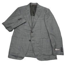  1850 Canali Kei Plaid Green Sport Coat Blazer Jacket Mens US 38R Italy 48R 