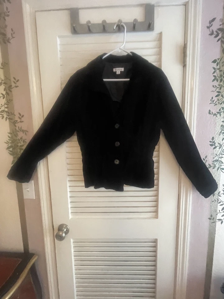 Chaqueta Blazer Mujer Terciopelo Negro Joan Rivers Botones Ajustados XL~GRAN REGALO DE NAVIDAD Foto 3 de 4