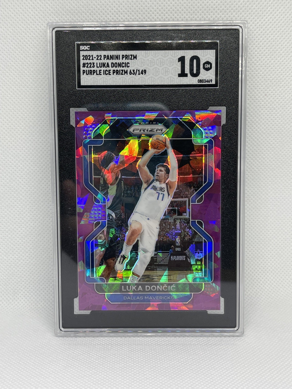 2021-22 Panini Prizm Luka Doncic Purple Ice #223 63/149 SGC 10 Mavericks Lakers