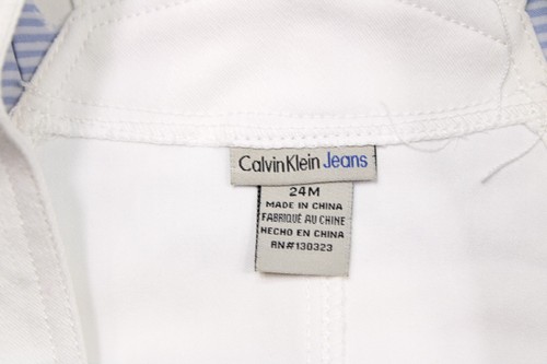 Calvin Klein Kleinkind Mädchen Größe 24M weiß & blau Blumenmuster Overall Kleid - Bild 3 von 16