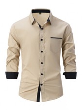 Men's Business Shirt Casual Slim Shirts Long Sleeve Button Down Tops Blouse