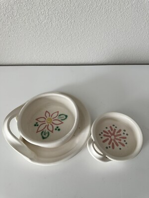 handmade Signed pottery dish set stoneware