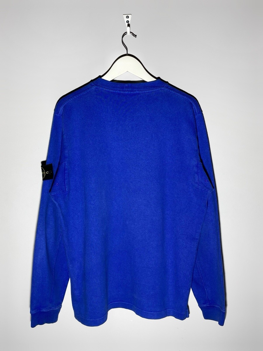 Stone Island Electric Blue Colour Cotton Crewneck Sweatshirt Stone Island Electric Blue Colour Cotton Crewneck Sweatshirt