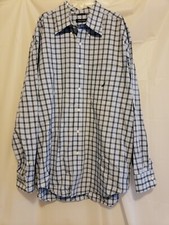 Nautica Shirt Men's XL Collared Light Blue Plaid Long Sleeve Button Up