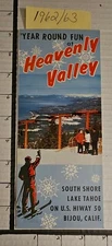 1962/63 HEAVENLY VALLEY SKI AREA BROCHURE W/ TRAIL MAP INSIDE.  MINT