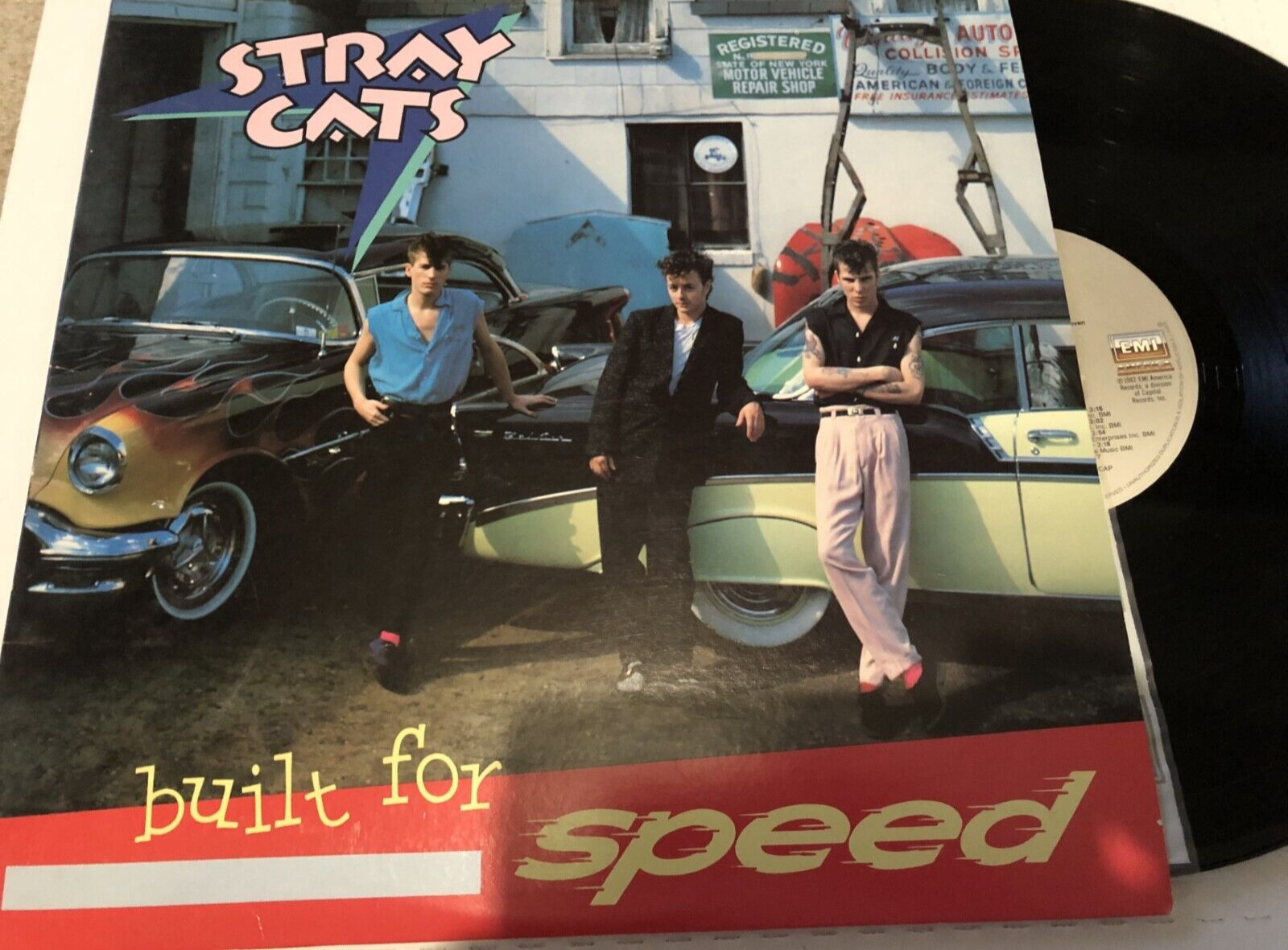 STRAY CATS Built For Speed VINYL LP 1982 EX/VG+ Brian Setzer ROCKABILLY