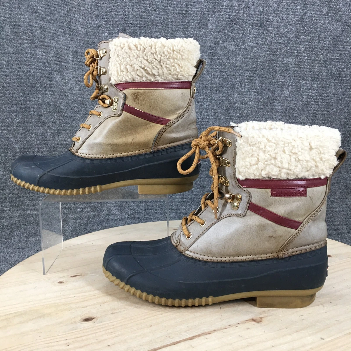 skab benzin Memo Tommy Hilfiger Boots Womens 11 M Twrian Shearling Winter Duck Boot Grey  Faux Fur | eBay