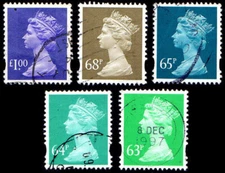 Great Britain Sc. #MH275-279 - 63p thru £1 - Used Hi-Val Set - 2021 TCV  $ 17.75