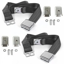 Jeep Cjdj 1953 - 1970 Airplane 2pt Charcoal Lap Bucket Seat Belt Kit W Bracket