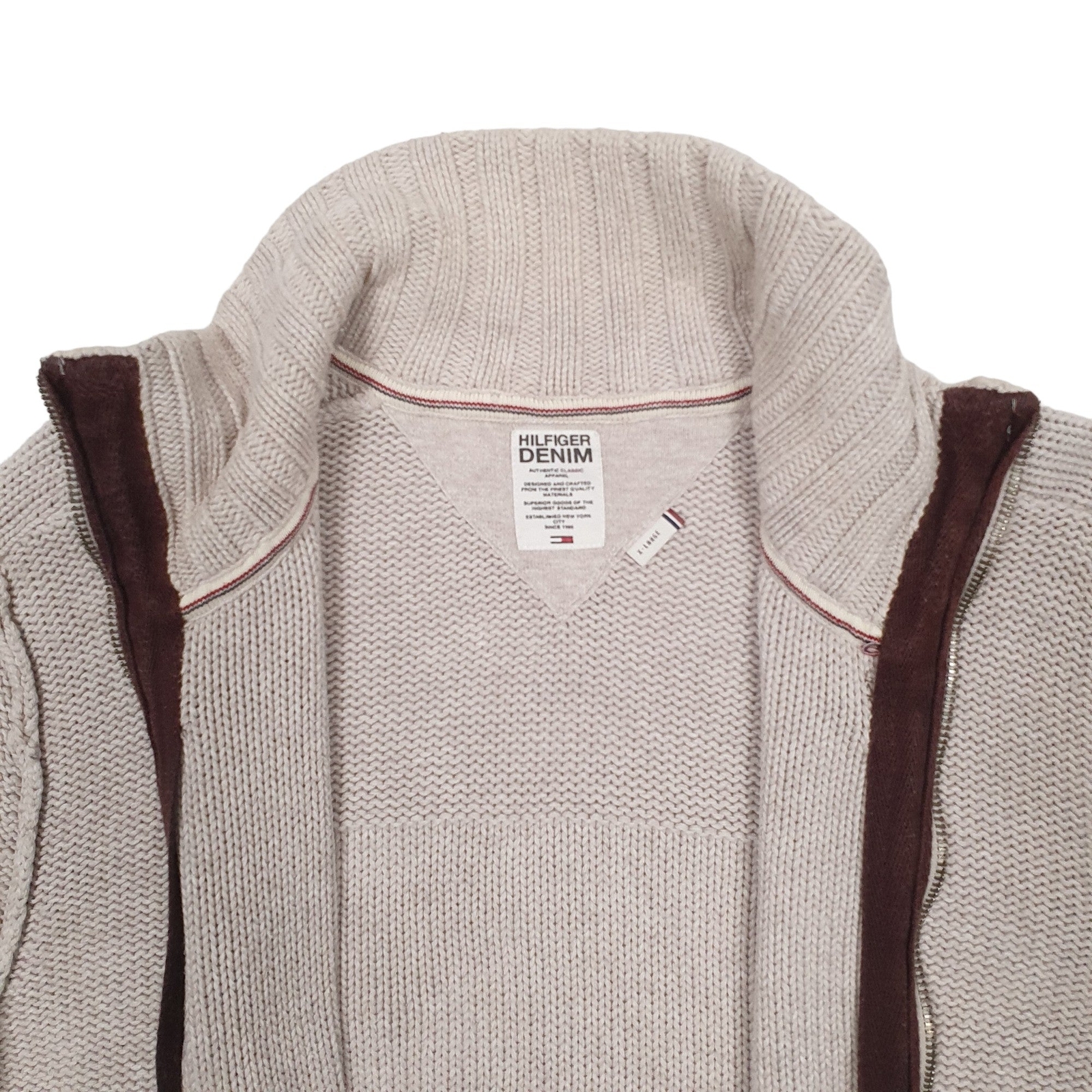 TOMMY HILFIGER Full Zip Cotton Blend Jumper Sweatshirt Mens M image 2
