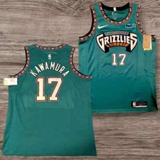 MEN Grizzlies Yuki Kawamura #17 Green Embroidered Jersey