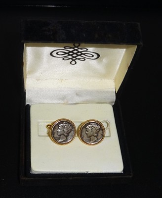 Boutons De Manchette (Cufflinks) Vintage - Pièces Mercury Dime En Argent - Sans Boîte - Occasion
