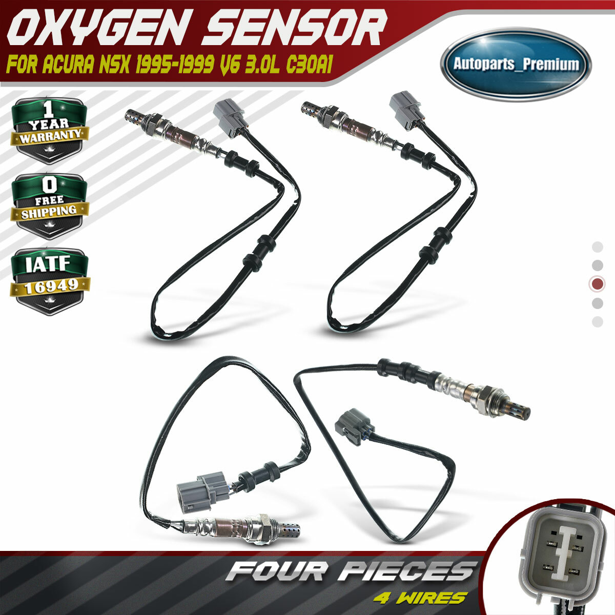 4x Upstream+Downstream O2 02 Oxygen Sensors for Acura NSX 1995-1999 3.0L C30A1