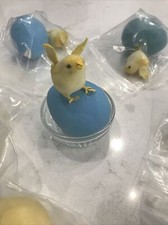 Set/7 Vintage Easter Egg W/tiny Chicks Paper Mache Hanging Ornaments Spring Tree