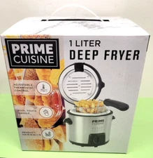 PRIME CUISINE STAINLESS STEEL 1 LITER DEEP FRYER ADJUSTABLE TEMPERATURE NEW