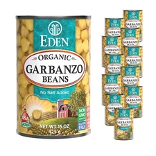 Eden Organic Garbanzo Beans Chickpeas 15 oz Can 12-Pack Case No Salt Added No...