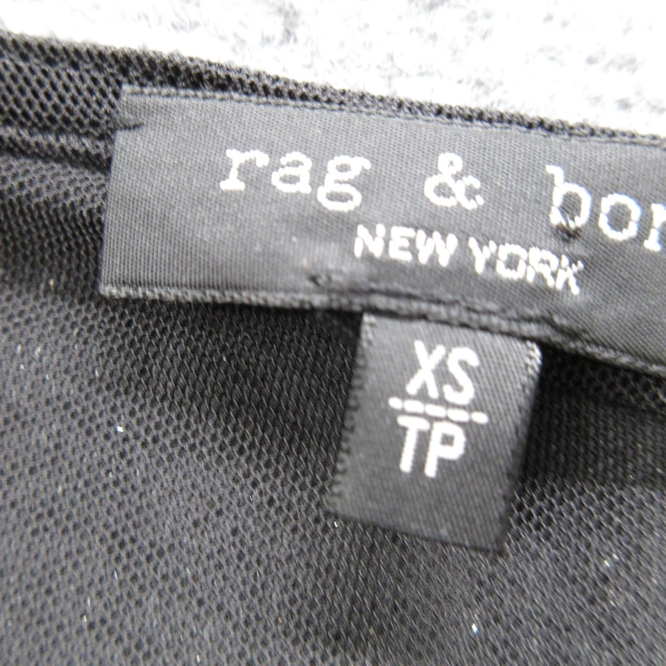 Rag & Bone Shirt Womens XS Black Stretch Sheer Career Long Sleeve Minimalist - Image 3 of 4