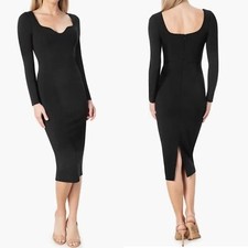NWOT Dress the Population Sonia Long Sleeve pencil black Dress sz s