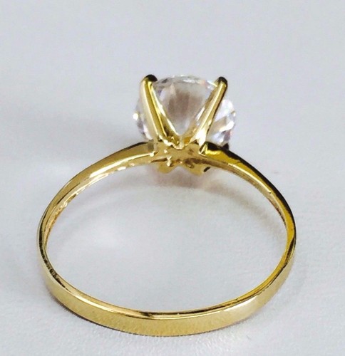 14K massiver Gelbgold Solitär CZ Verlobungsring 8mm Zirkonia (2 Karat) - Bild 4 von 4