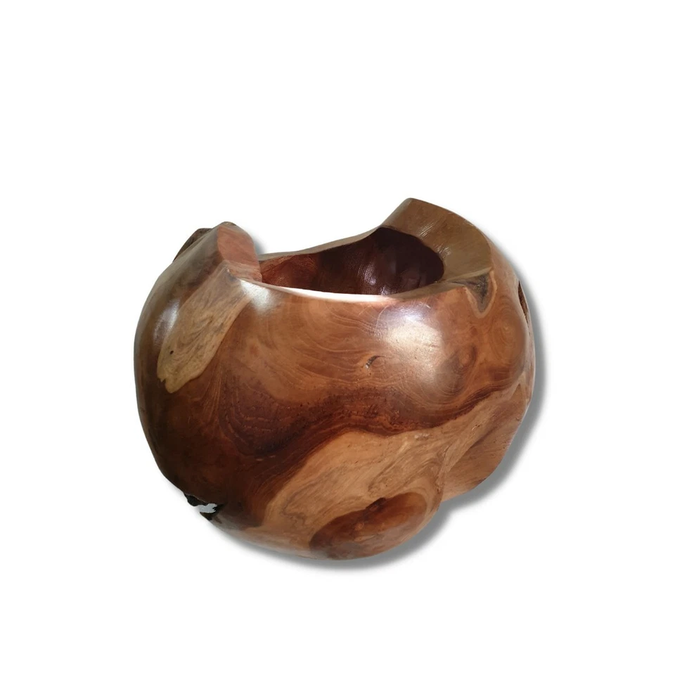 Abstract Teak Wood Vase - image 2 of 4