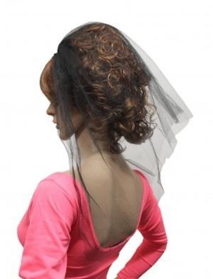 Ladies Fancy Dress Black Halloween Zombie Bride Wedding Costume Veil Headband - Image 2 of 2