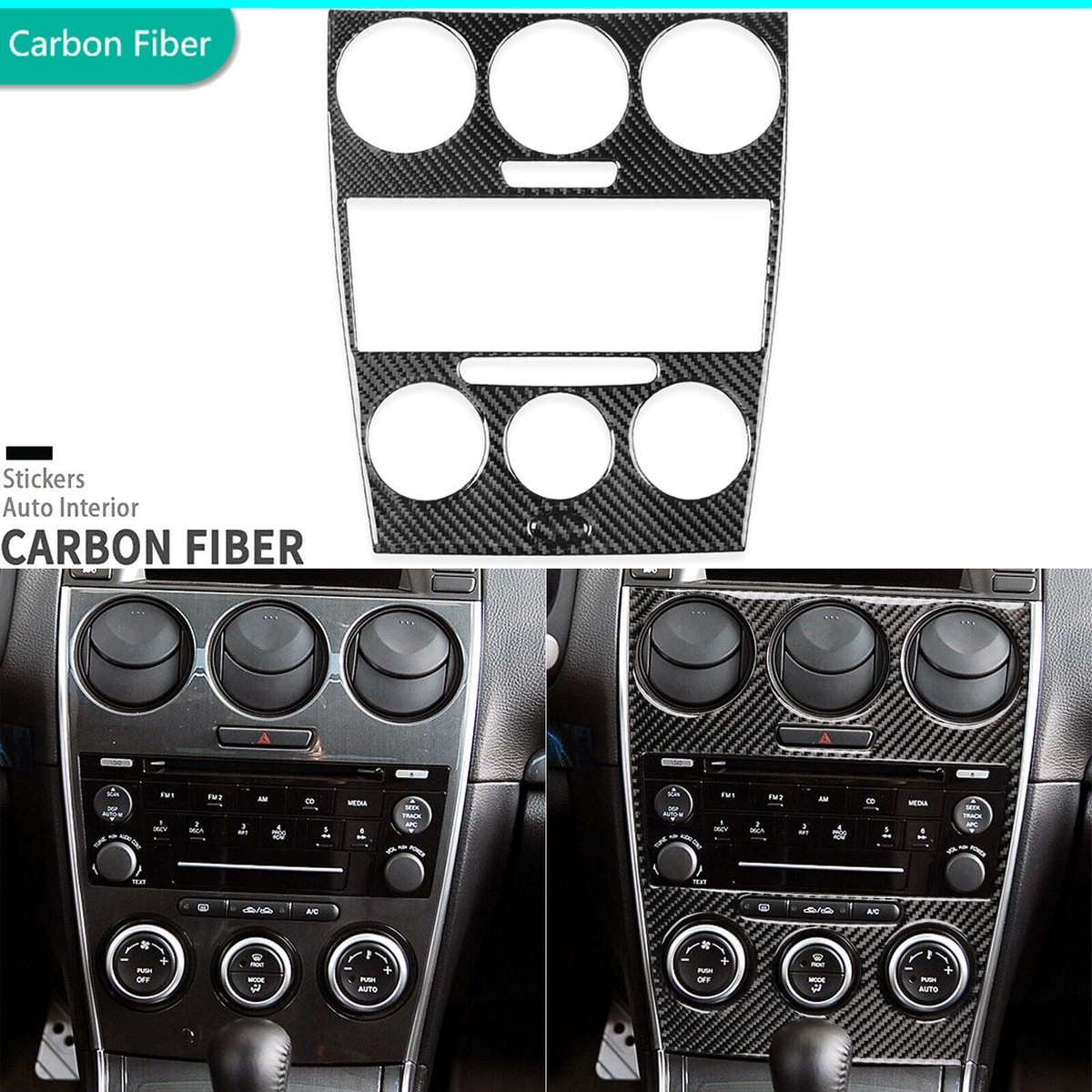 Real Carbon Fiber Center Console AC CD Panel Cover Trim For Mazda