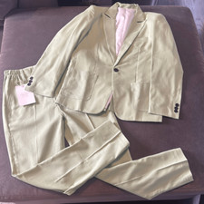 Kid  s Boys Light Green Linen Slim Fit Formal Suit Set Size 14T NEW